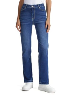 Tall Women's 32/34/36 Inseam Straight Leg Jeans Stretch Denim Mid Rise Classic Fit Extra Long Casual Pants