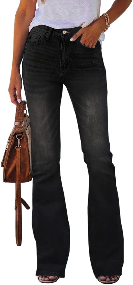 5198ydn5yQL._AC_SL1000_ Womens High Waisted Jeans Flare Stretch Boyfriend Bootcut Casual Denim Pants