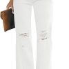 High Waisted Ripped Flare Jeans for Women Distressed Bell Bottom Jeans Wide Leg Pants