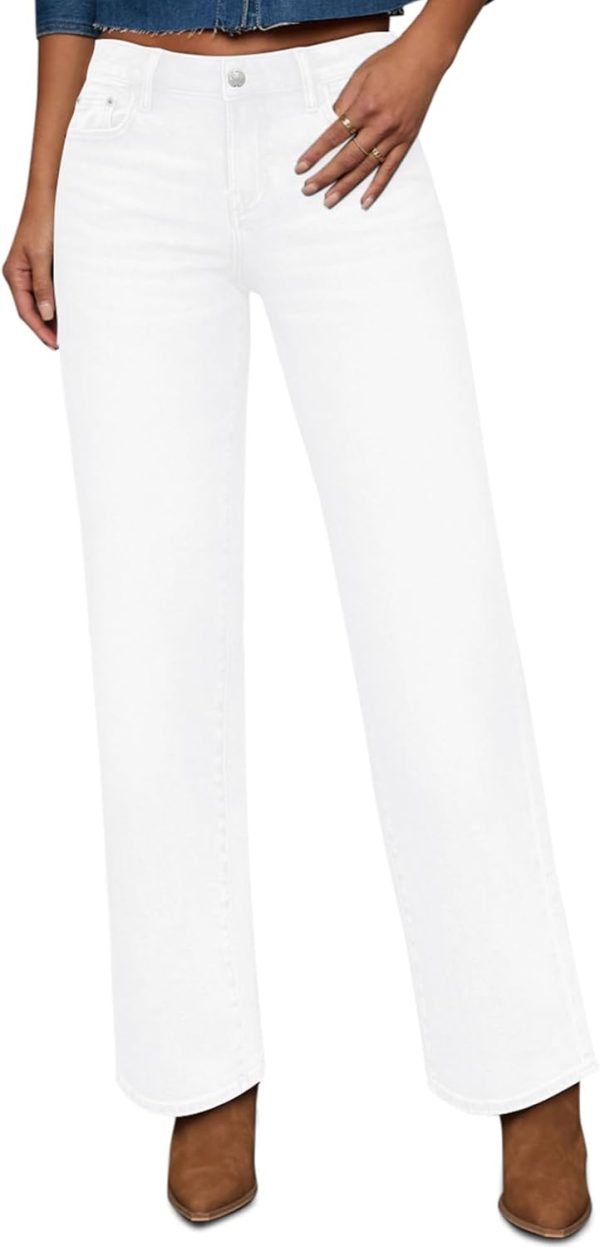 Straight Leg Jeans for Women Trendy High Waisted Cropped Boyfriend Mom Stretchy Frayed Hem Loose Wide Leg Baggy Pants