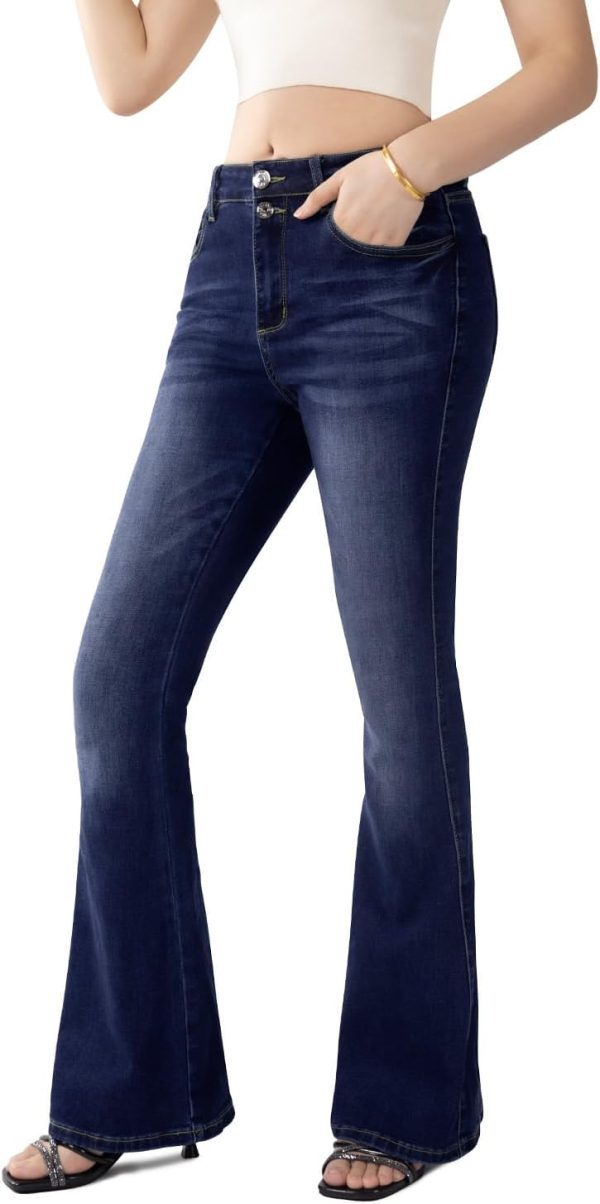 51NVKOjYyvL._AC_SL1500_ Women's Flare Bell Bottom Jeans High Waisted Wide Leg Bootcut Jeans Stretchy Denim Pants