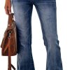 51XQy41OMpL._AC_SL1000_ Womens High Waisted Jeans Flare Stretch Boyfriend Bootcut Casual Denim Pants