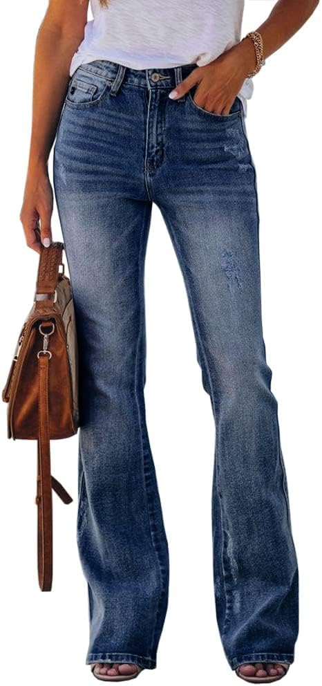 51XQy41OMpL._AC_SL1000_ Womens High Waisted Jeans Flare Stretch Boyfriend Bootcut Casual Denim Pants