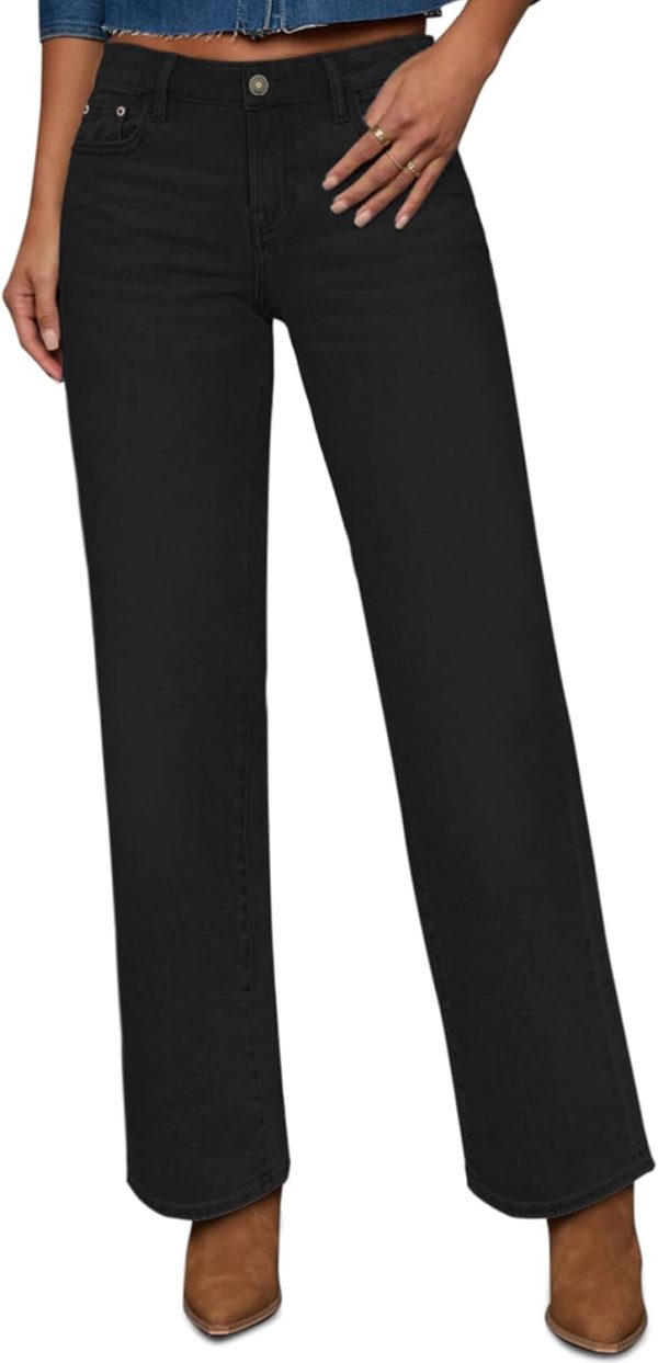 Straight Leg Jeans for Women Trendy High Waisted Cropped Boyfriend Mom Stretchy Frayed Hem Loose Wide Leg Baggy Pants