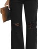 High Waisted Ripped Flare Jeans for Women Distressed Bell Bottom Jeans Wide Leg Pants