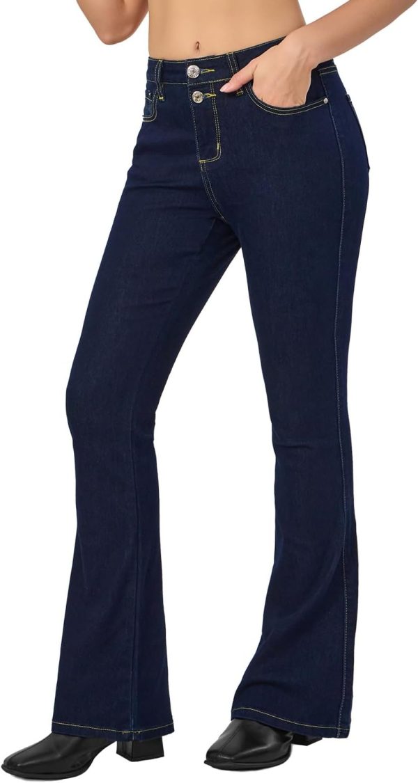 51k6PwZ1VZL._AC_SL1500_ Women's Flare Bell Bottom Jeans High Waisted Wide Leg Bootcut Jeans Stretchy Denim Pants