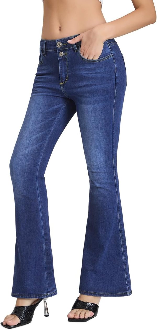 610Bk33BUcL._AC_SL1500_ Women's Flare Bell Bottom Jeans High Waisted Wide Leg Bootcut Jeans Stretchy Denim Pants