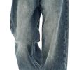 Women Baggy Jeans Mid-Low Waist Boyfriend Streetwear Vintage Jeans Wide Leg Denim Pants