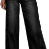 Women's Wide Leg Jeans High Waisted Stretchy Raw Hem Zimbaplatinum Denim Pants
