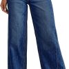 Women's Wide Leg Jeans High Waisted Stretchy Raw Hem Zimbaplatinum Denim Pants