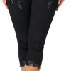 Women's Capri Pants Mid Rise Skinny Ripped Stretchy Cropped Distressed Jeans