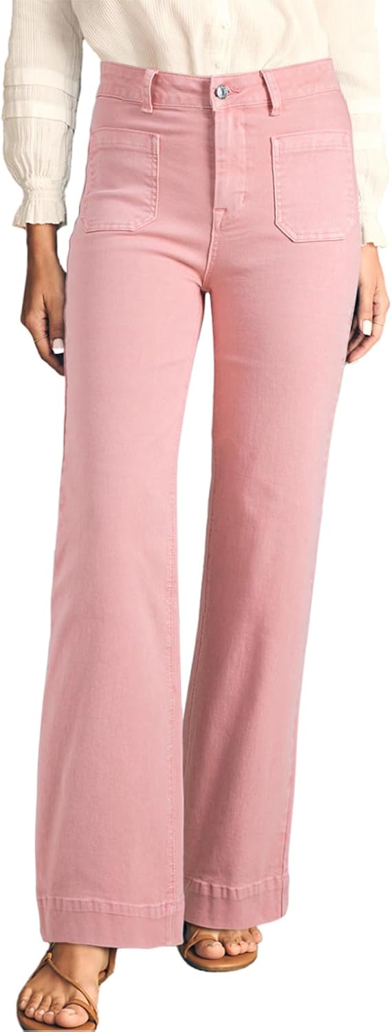 Women's Wide Leg Jeans High Waisted Stretchy Straight Leg Jeans Loose Trendy Denim Pants with Pocket