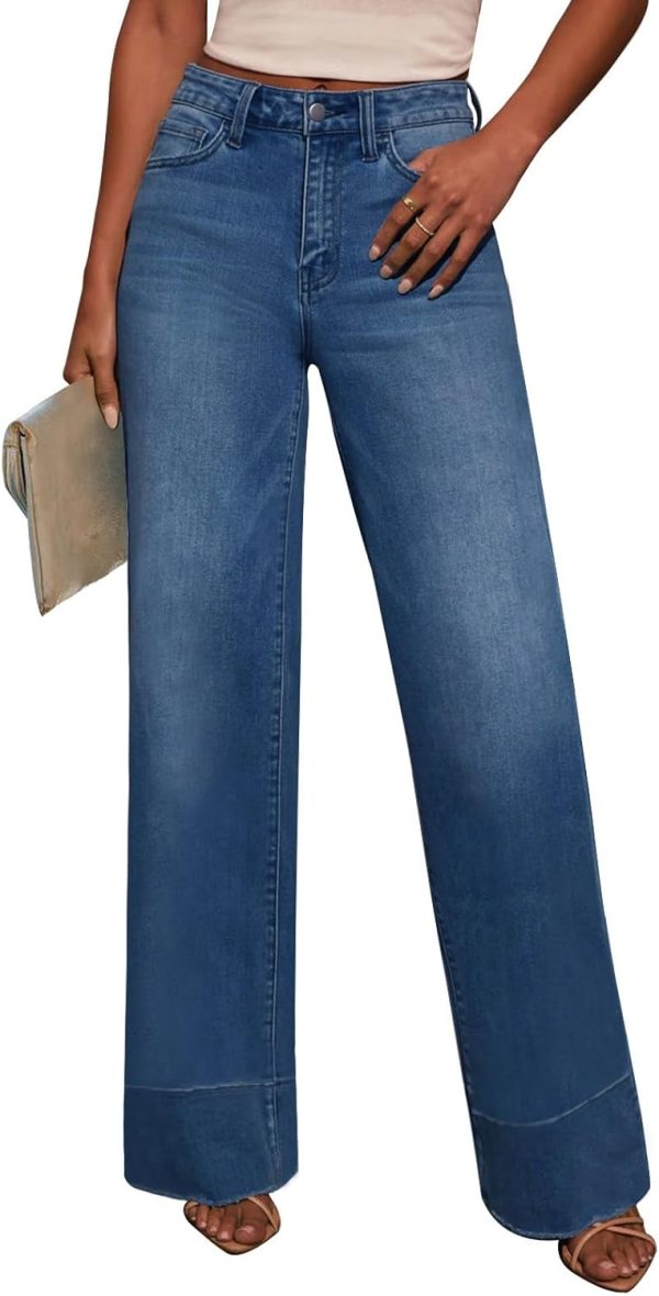 Jeans for Women Wide Leg Baggy High Waist Boyfriends Straight Leg Stretchy Denim Pants Trendy Fall 2025