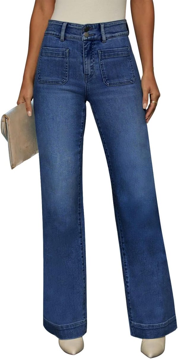 Jeans for Women Wide Leg Baggy High Waist Boyfriends Straight Leg Stretchy Denim Pants Trendy Fall 2025