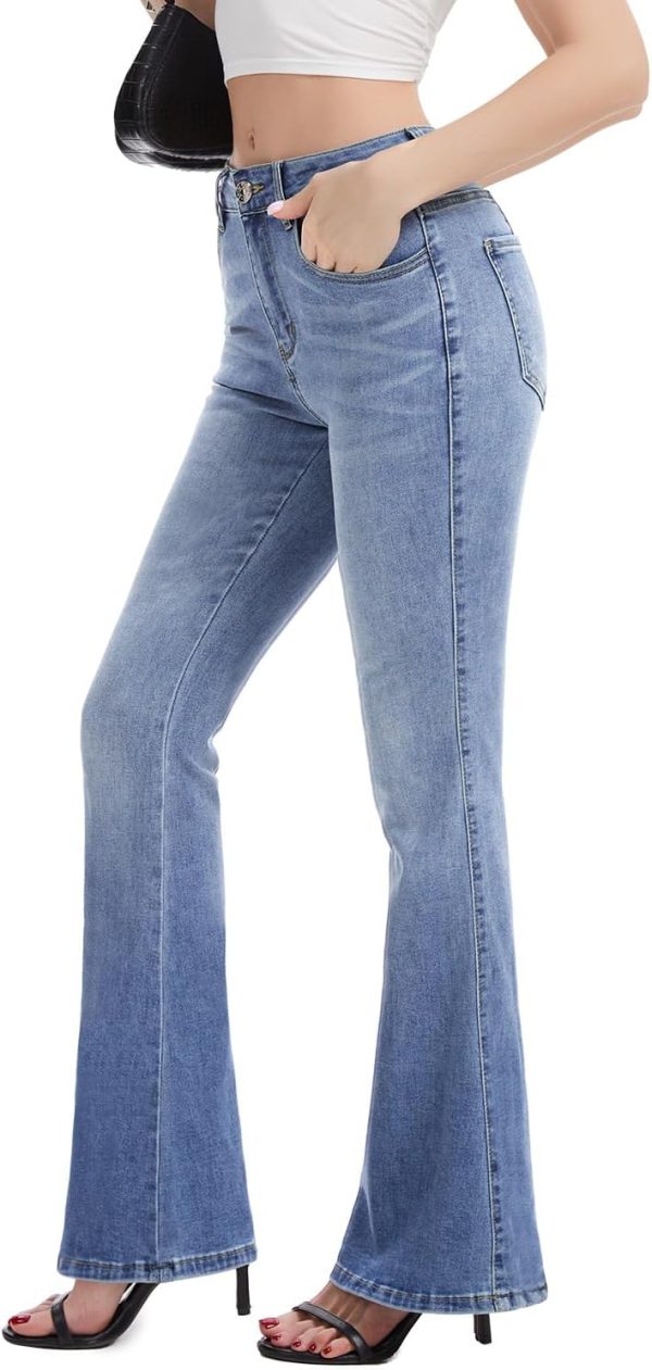 61E0veKUTL._AC_SL1500_ Women's Flare Bell Bottom Jeans High Waisted Wide Leg Bootcut Jeans Stretchy Denim Pants