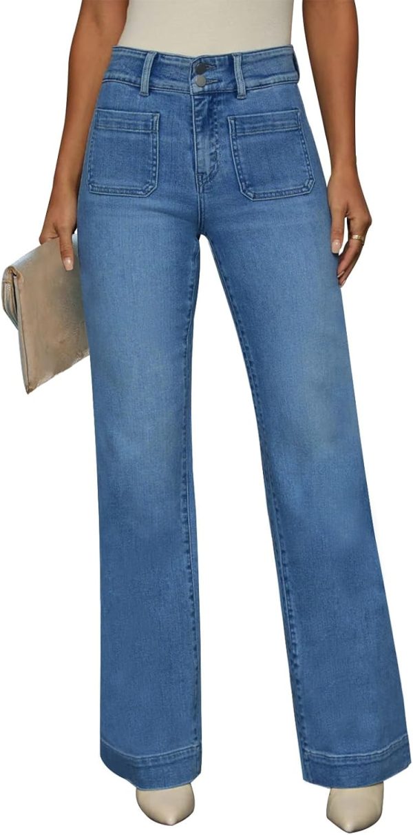 Jeans for Women Wide Leg Baggy High Waist Boyfriends Straight Leg Stretchy Denim Pants Trendy Fall 2025