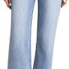 Women's Wide Leg Jeans High Waisted Stretchy Straight Leg Jeans Loose Trendy Denim Pants with Pocket