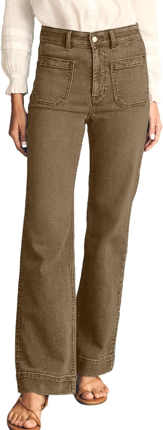 Women's Wide Leg Jeans High Waisted Stretchy Straight Leg Jeans Loose Trendy Denim Pants with Pocket