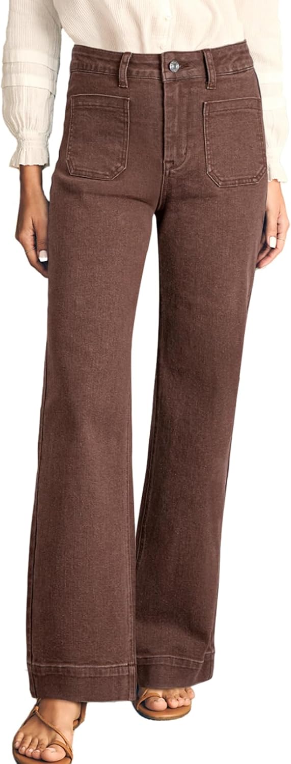 Women's Wide Leg Jeans High Waisted Stretchy Straight Leg Jeans Loose Trendy Denim Pants with Pocket