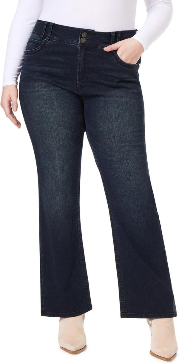 61IuWFewDmL._AC_SL1500_ Luscious Curvy Bootcut Jeans for Women, Mid-Rise Insta Stretch Denim, Size-Inclusive Juniors Jeans, Sizes 0 to 24