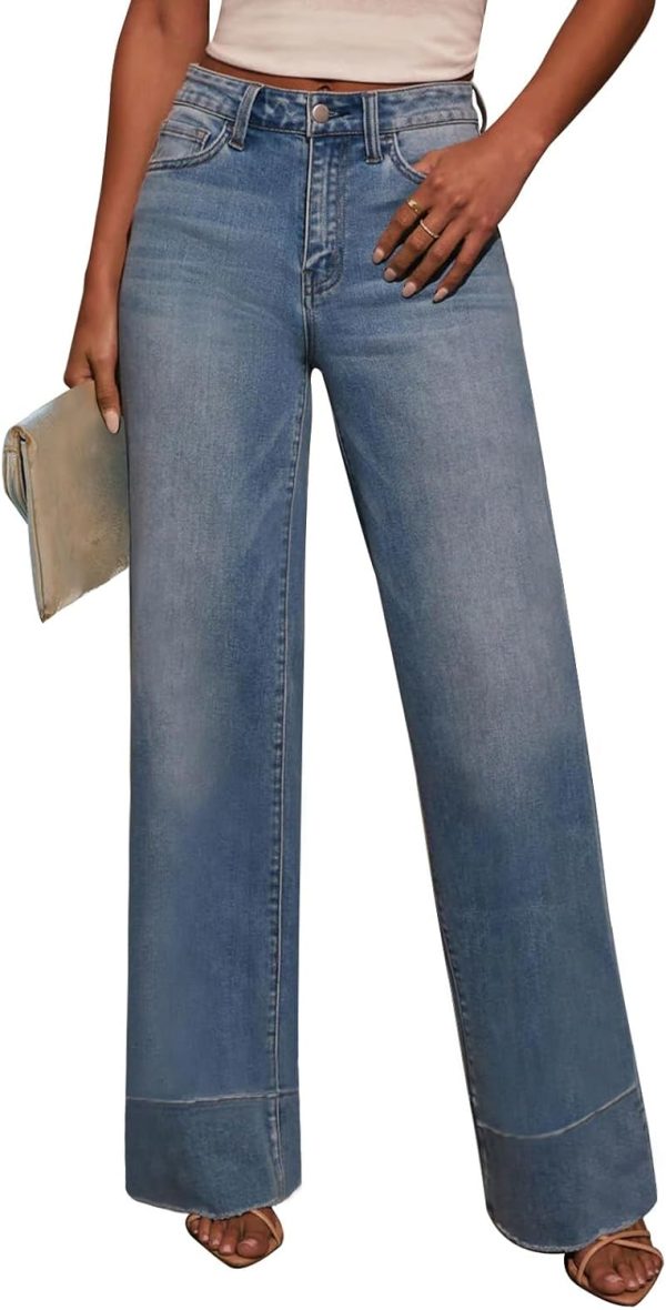 Jeans for Women Wide Leg Baggy High Waist Boyfriends Straight Leg Stretchy Denim Pants Trendy Fall 2025