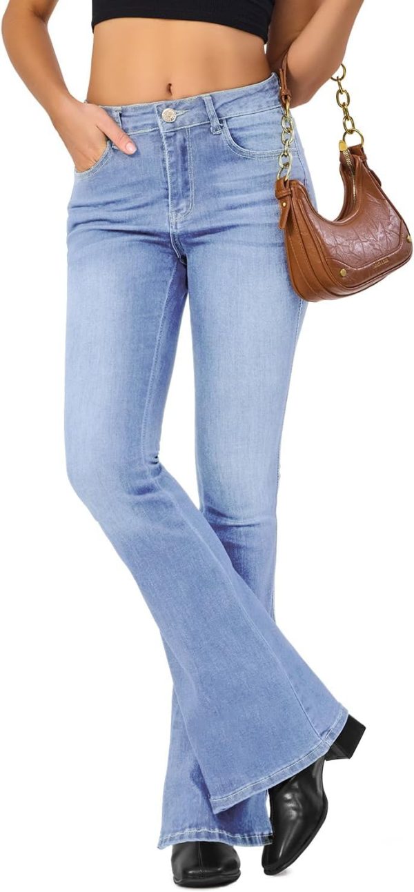 61MsxouNpQL._AC_SL1500_ Women's Flare Bell Bottom Jeans High Waisted Wide Leg Bootcut Jeans Stretchy Denim Pants