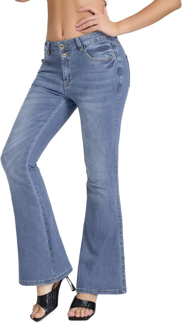 61V2dTXU7L._AC_SL1500_ Women's Flare Bell Bottom Jeans High Waisted Wide Leg Bootcut Jeans Stretchy Denim Pants