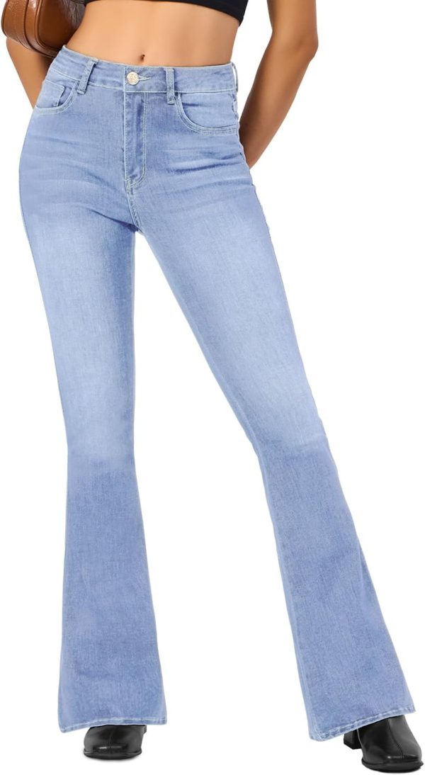 61XP1zei8GL._AC_SL1500_ Women's Flare Bell Bottom Jeans High Waisted Wide Leg Bootcut Jeans Stretchy Denim Pants