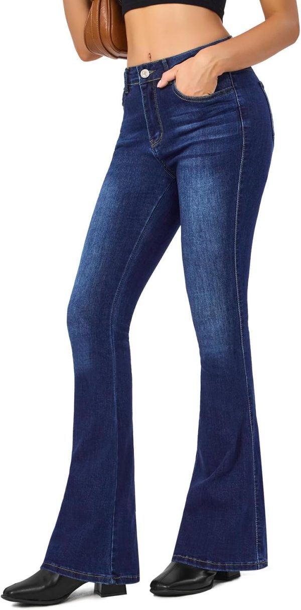 61YgB0YtfL._AC_SL1500_ Women's Flare Bell Bottom Jeans High Waisted Wide Leg Bootcut Jeans Stretchy Denim Pants
