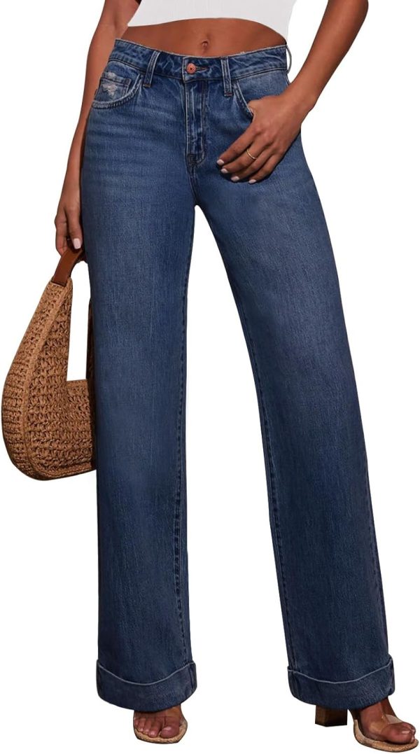Jeans for Women Wide Leg Baggy High Waist Boyfriends Straight Leg Stretchy Denim Pants Trendy Fall 2025