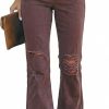 High Waisted Ripped Flare Jeans for Women Distressed Bell Bottom Jeans Wide Leg Pants