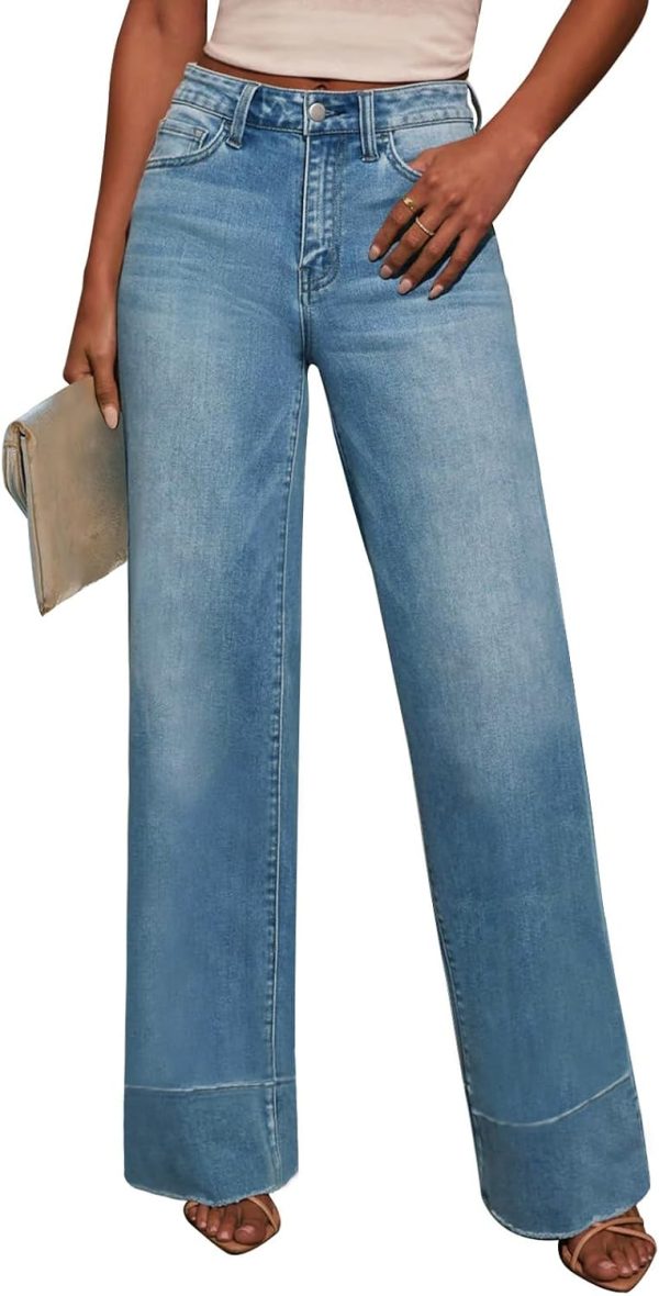 Jeans for Women Wide Leg Baggy High Waist Boyfriends Straight Leg Stretchy Denim Pants Trendy Fall 2025