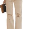 High Waisted Ripped Flare Jeans for Women Distressed Bell Bottom Jeans Wide Leg Pants