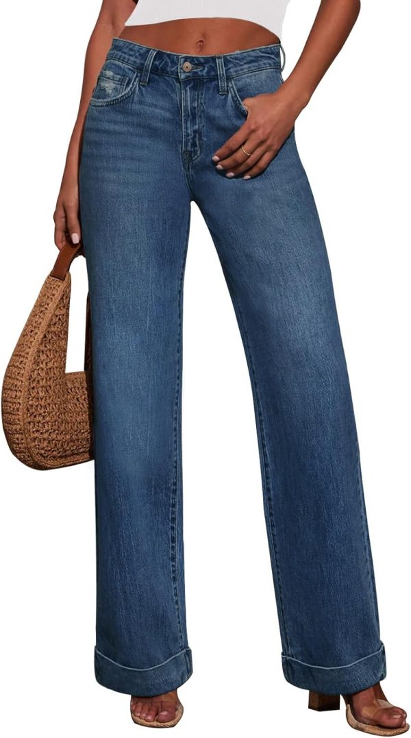 Jeans for Women Wide Leg Baggy High Waist Boyfriends Straight Leg Stretchy Denim Pants Trendy Fall 2025