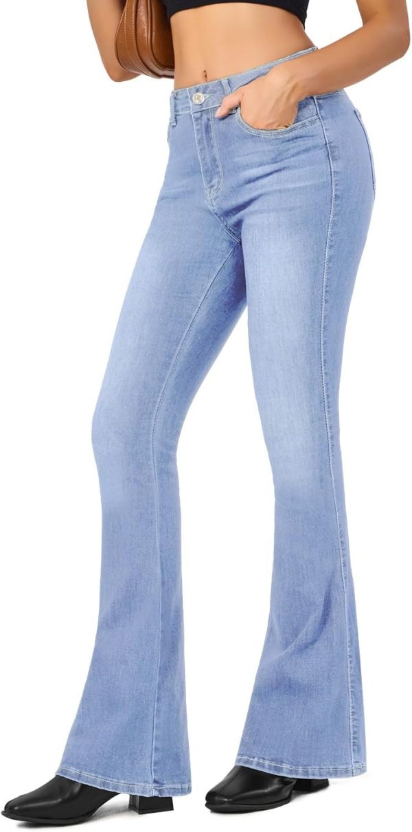 61qcy-aPdL._AC_SL1500_ Women's Flare Bell Bottom Jeans High Waisted Wide Leg Bootcut Jeans Stretchy Denim Pants
