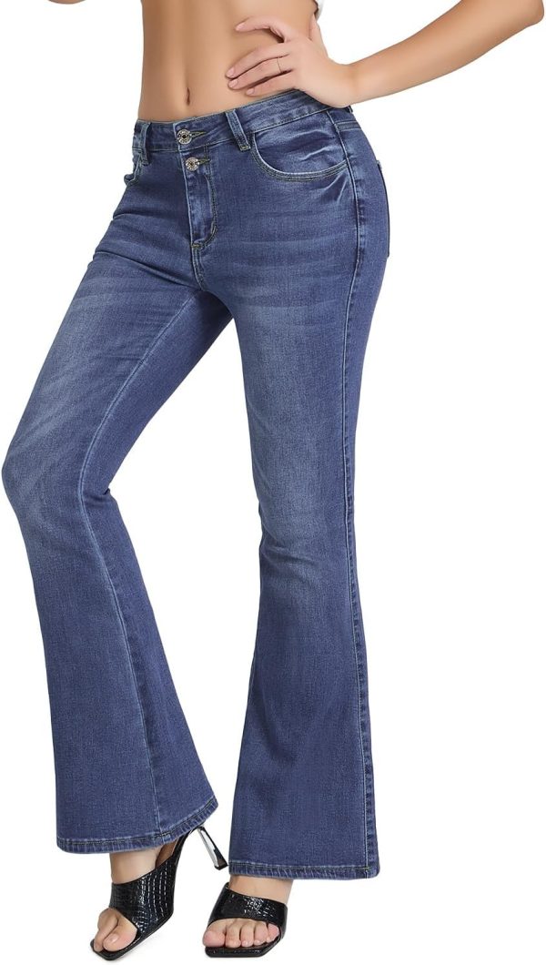 61qqHSVB7wL._AC_SL1500_ Women's Flare Bell Bottom Jeans High Waisted Wide Leg Bootcut Jeans Stretchy Denim Pants