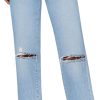 Straight Leg Jeans for Women Trendy High Waisted Cropped Boyfriend Mom Stretchy Frayed Hem Loose Wide Leg Baggy Pants