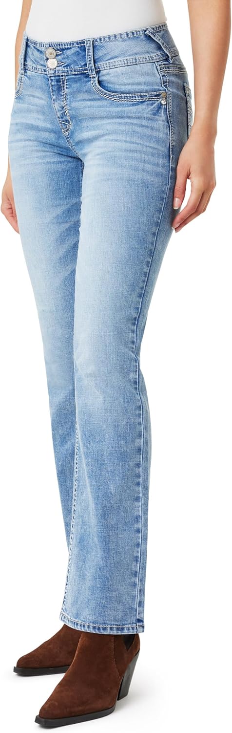 7162QjhaF9L._AC_SL1500_ Luscious Curvy Bootcut Jeans for Women, Mid-Rise Insta Stretch Denim, Size-Inclusive Juniors Jeans, Sizes 0 to 24
