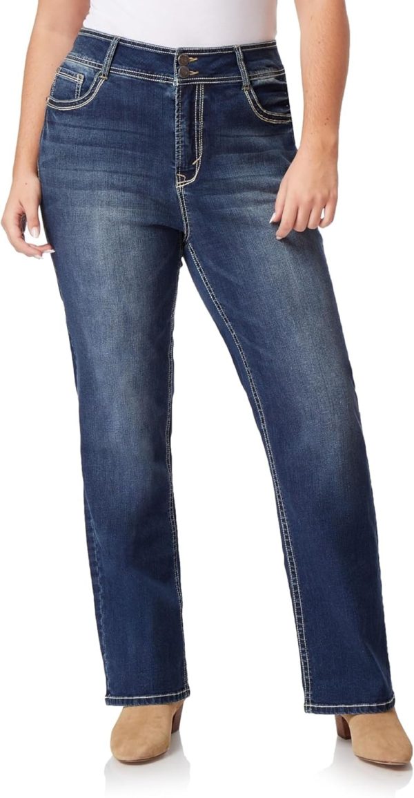 71ADtZjt9OL._AC_SL1500_ Luscious Curvy Bootcut Jeans for Women, Mid-Rise Insta Stretch Denim, Size-Inclusive Juniors Jeans, Sizes 0 to 24