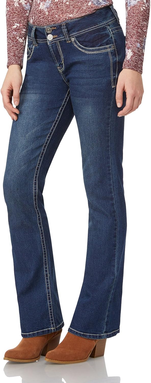 71B8685AA7L._AC_SL1500_ Luscious Curvy Bootcut Jeans for Women, Mid-Rise Insta Stretch Denim, Size-Inclusive Juniors Jeans, Sizes 0 to 24