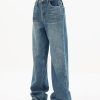 Women Baggy Jeans Mid-Low Waist Boyfriend Streetwear Vintage Jeans Wide Leg Denim Pants
