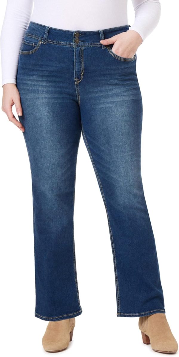 71ETUjLqqL._AC_SL1500_ Luscious Curvy Bootcut Jeans for Women, Mid-Rise Insta Stretch Denim, Size-Inclusive Juniors Jeans, Sizes 0 to 24