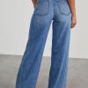 Women's Wide Leg Jeans High Waisted Stretchy Raw Hem Zimbaplatinum Denim Pants