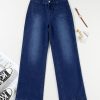 Women's Wide Leg Jeans High Waisted Stretchy Straight Leg Jeans Loose Trendy Denim Pants with Pocket