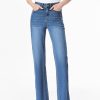Women's Wide Leg Jeans High Waisted Stretchy Raw Hem Zimbaplatinum Denim Pants