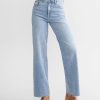 Straight Leg Jeans for Women Trendy High Waisted Cropped Boyfriend Mom Stretchy Frayed Hem Loose Wide Leg Baggy Pants