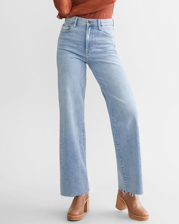Straight Leg Jeans for Women Trendy High Waisted Cropped Boyfriend Mom Stretchy Frayed Hem Loose Wide Leg Baggy Pants
