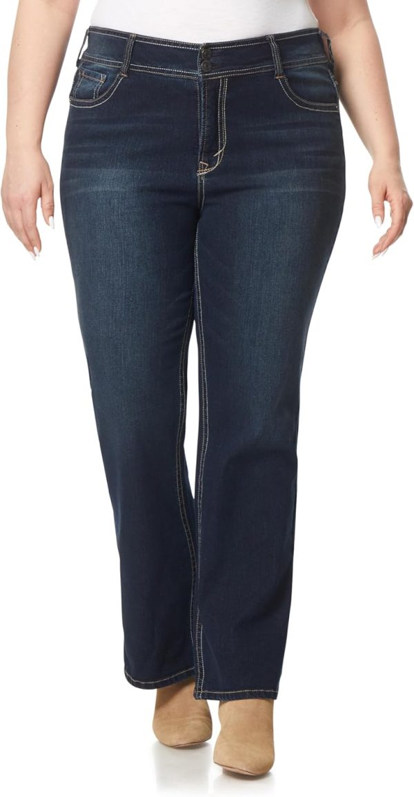 71ZckeITymL._AC_SL1500_ Luscious Curvy Bootcut Jeans for Women, Mid-Rise Insta Stretch Denim, Size-Inclusive Juniors Jeans, Sizes 0 to 24