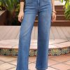 Women's Wide Leg Jeans High Waisted Stretchy Jeans Straight Leg Trendy Patchwork Loose Fit Denim Pants