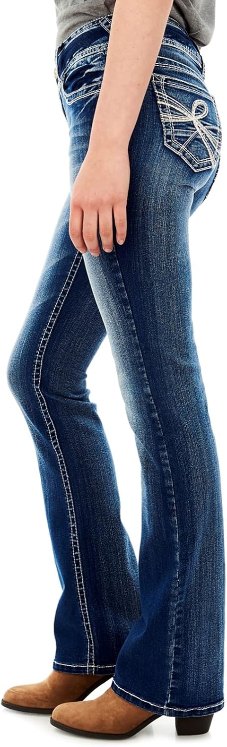 71dtFj4dEeL._AC_SL1500_ Luscious Curvy Bootcut Jeans for Women, Mid-Rise Insta Stretch Denim, Size-Inclusive Juniors Jeans, Sizes 0 to 24